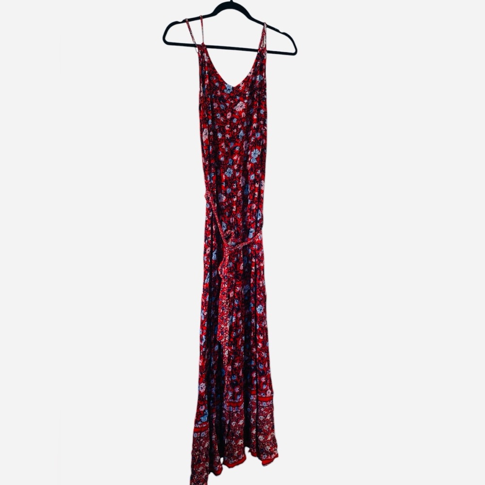 Floral Maxi Dress - Red and Blue